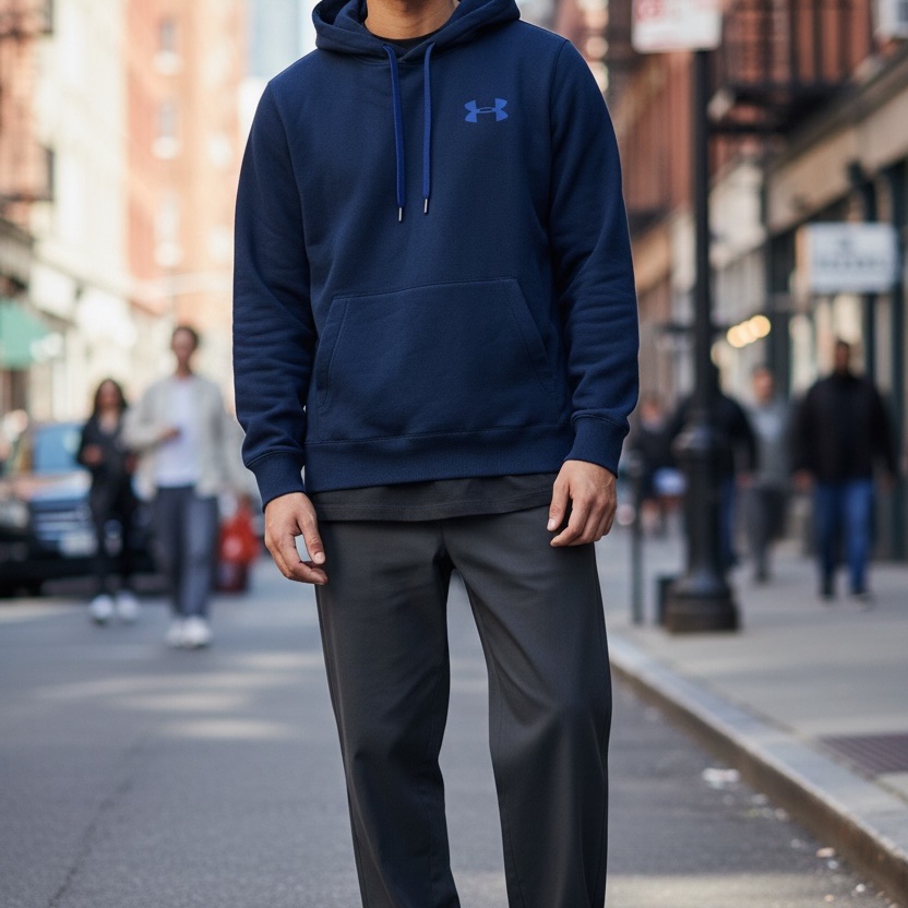 Under Armour Men's Navy Hoodie With Blue Logo
